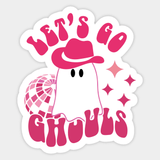 Let's go Ghouls, Halloween, Disco Ball, Cowboy Hat Sticker